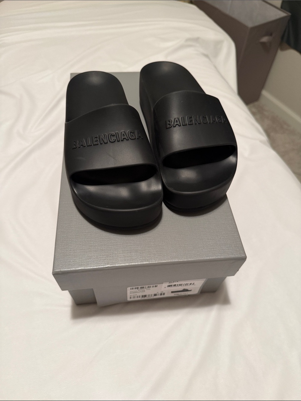 Balenciaga chunky rubber platform Logo Slide Sandals
